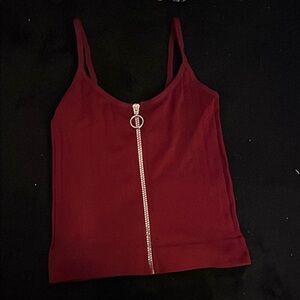 Red Camisole with Zipper Detail